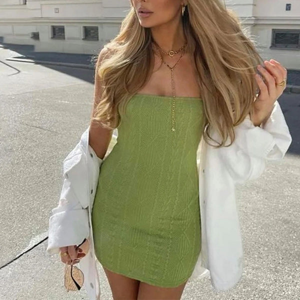 Green Knit Mini Dress
