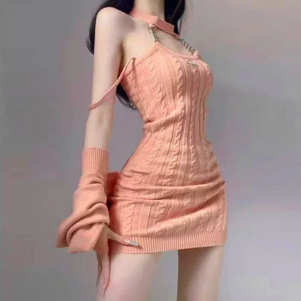 Loose Knitted Cardiga Mini Dress
