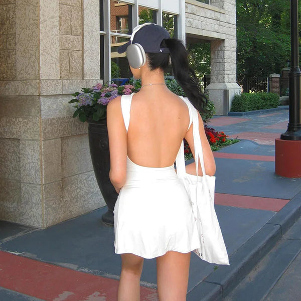 Lygens Y2K Backless Mini Dress